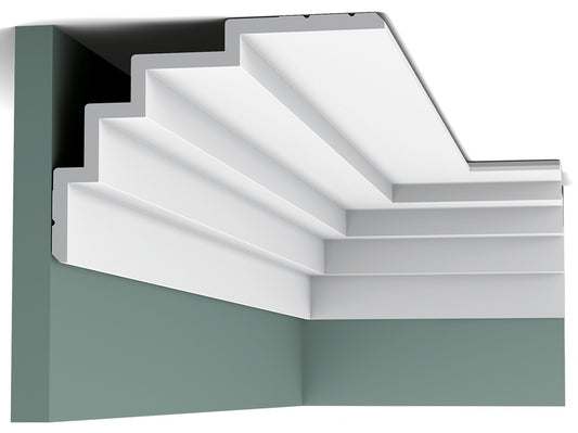 Orac Decor C393 Cornice Soffitto Parete Purotouch® Poliuretano Ad Alta Densità Bianco Resistente Agli Urti Calore Acqua Facile Da Installare Verniciabile Pretrattata Primer Acrilico Impermeabile Per Interno ed Esterno Ambienti Umidi Misura 200x15x21 cm