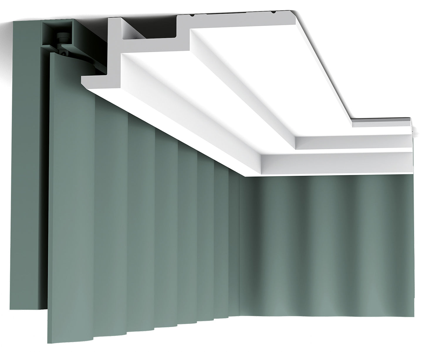 Orac Decor C396 Cornice Soffitto Parete Purotouch® Poliuretano Alta Densità Bianco Resistente Agli Urti Calore Acqua Illuminazione Indiretta Tenda Verniciabile Pretrattata Primer Acrilico Impermeabile Interno Esterno Ambienti Umidi Misura 200x18,5x6,1 cm