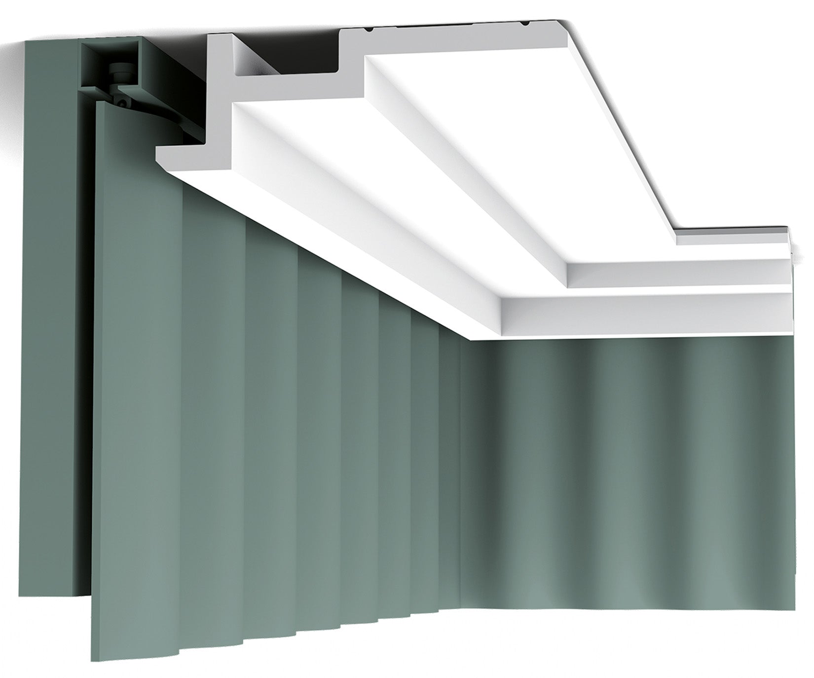 Orac Decor C396 Cornice Soffitto Parete Purotouch® Poliuretano Alta Densità Bianco Resistente Agli Urti Calore Acqua Illuminazione Indiretta Tenda Verniciabile Pretrattata Primer Acrilico Impermeabile Interno Esterno Ambienti Umidi Misura 200x18,5x6,1 cm