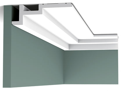 Orac Decor C396 Cornice Soffitto Parete Purotouch® Poliuretano Alta Densità Bianco Resistente Agli Urti Calore Acqua Illuminazione Indiretta Tenda Verniciabile Pretrattata Primer Acrilico Impermeabile Interno Esterno Ambienti Umidi Misura 200x18,5x6,1 cm