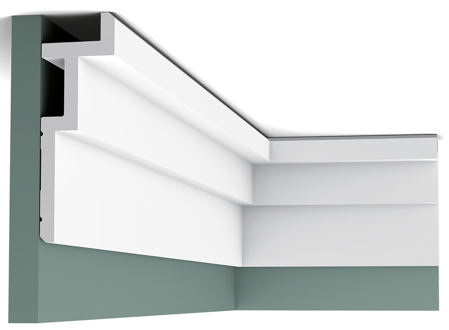 Orac Decor C396 Cornice Soffitto Parete Purotouch® Poliuretano Alta Densità Bianco Resistente Agli Urti Calore Acqua Illuminazione Indiretta Tenda Verniciabile Pretrattata Primer Acrilico Impermeabile Interno Esterno Ambienti Umidi Misura 200x18,5x6,1 cm