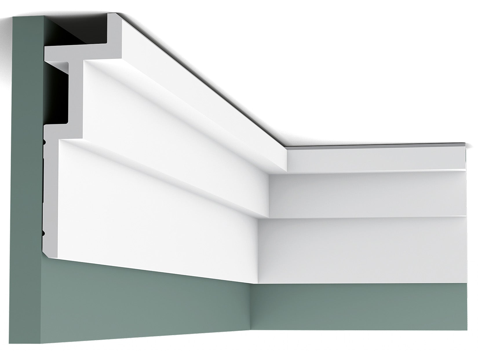 Orac Decor C396 Cornice Soffitto Parete Purotouch® Poliuretano Alta Densità Bianco Resistente Agli Urti Calore Acqua Illuminazione Indiretta Tenda Verniciabile Pretrattata Primer Acrilico Impermeabile Interno Esterno Ambienti Umidi Misura 200x18,5x6,1 cm