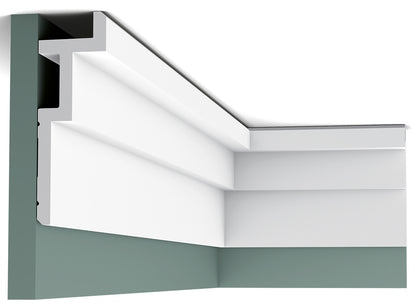 Orac Decor C396 Cornice Soffitto Parete Purotouch® Poliuretano Alta Densità Bianco Resistente Agli Urti Calore Acqua Illuminazione Indiretta Tenda Verniciabile Pretrattata Primer Acrilico Impermeabile Interno Esterno Ambienti Umidi Misura 200x18,5x6,1 cm