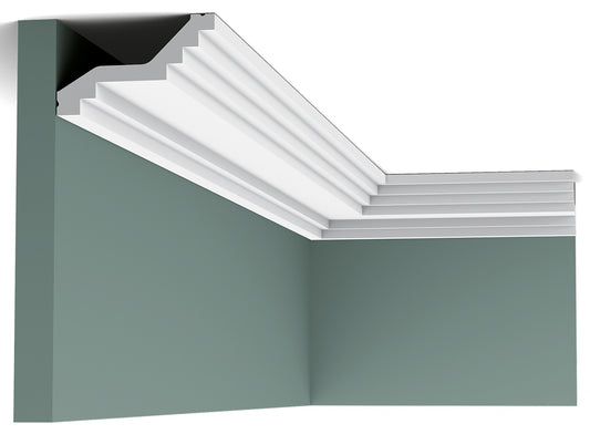 Orac Decor C400 Cornice Soffitto Parete Purotouch® Poliuretano Ad Alta Densità Bianco Resistente Agli Urti Calore Acqua Facile Da Installare Verniciabile Pretrattata Primer Acrilico Impermeabile Per Interno ed Esterno Ambienti Umidi Misura 200x6x10 cm