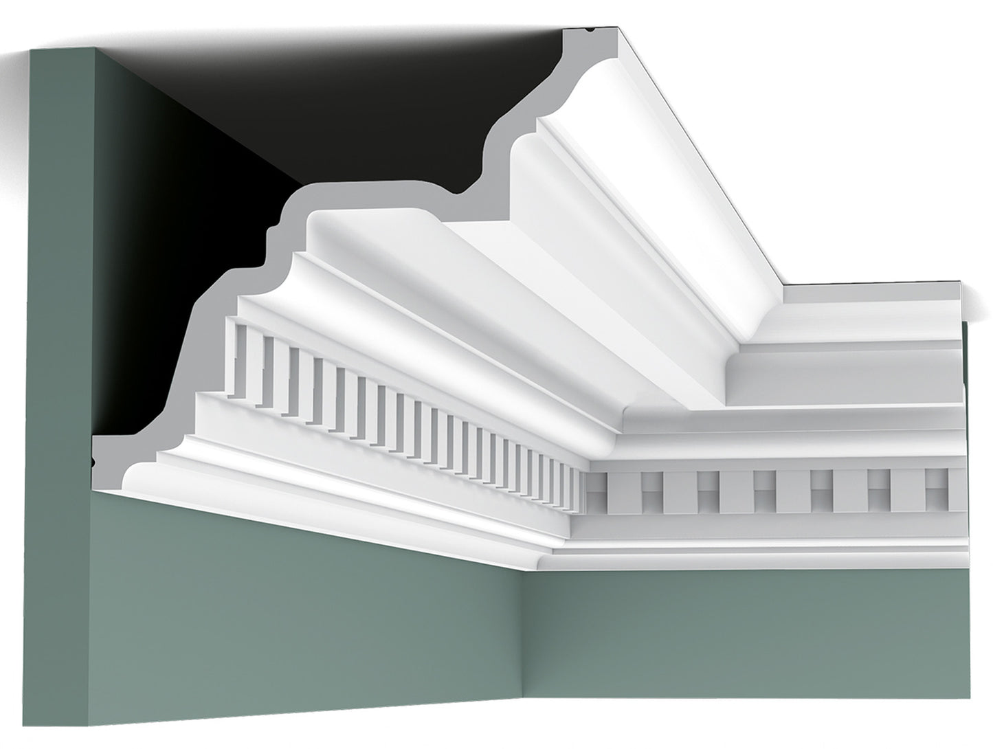 Orac Decor C422 Cornice Soffitto Parete Purotouch® Poliuretano Ad Alta Densità Bianco Resistente Agli Urti Calore Acqua Facile Da Installare Verniciabile Pretrattata Primer Acrilico Impermeabile Per Interno ed Esterno Ambienti Umidi Misura 200x16,4x19,4cm