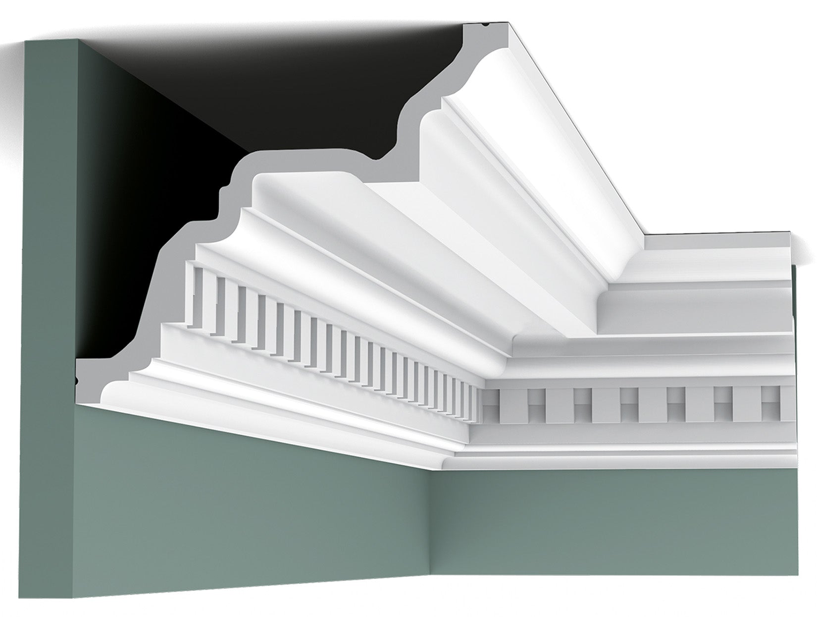 Orac Decor C422 Cornice Soffitto Parete Purotouch® Poliuretano Ad Alta Densità Bianco Resistente Agli Urti Calore Acqua Facile Da Installare Verniciabile Pretrattata Primer Acrilico Impermeabile Per Interno ed Esterno Ambienti Umidi Misura 200x16,4x19,4cm