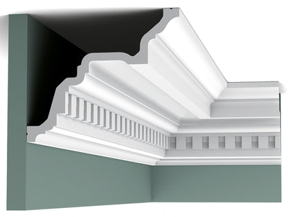 Orac Decor C422 Cornice Soffitto Parete Purotouch® Poliuretano Ad Alta Densità Bianco Resistente Agli Urti Calore Acqua Facile Da Installare Verniciabile Pretrattata Primer Acrilico Impermeabile Per Interno ed Esterno Ambienti Umidi Misura 200x16,4x19,4cm