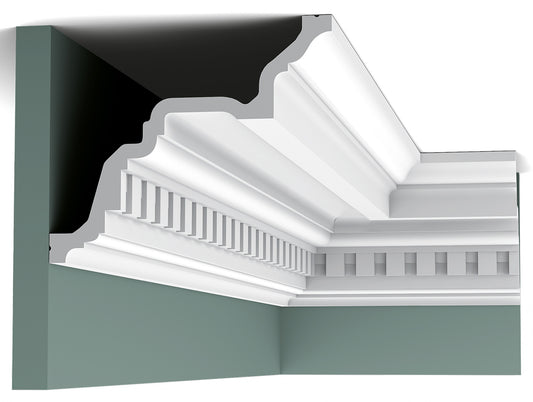 Orac Decor C422 Cornice Soffitto Parete Purotouch® Poliuretano Ad Alta Densità Bianco Resistente Agli Urti Calore Acqua Facile Da Installare Verniciabile Pretrattata Primer Acrilico Impermeabile Per Interno ed Esterno Ambienti Umidi Misura 200x16,4x19,4cm