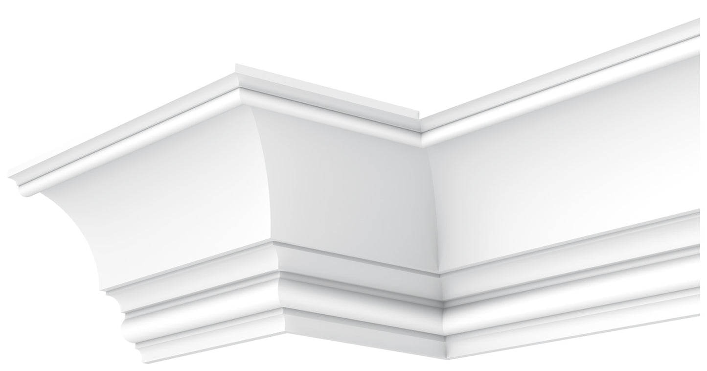Orac Decor Xterio C836 Cornice Soffitto Purotouch® Poliuretano Ad Alta Densità Bianco RAL 9003 Resistente Agli Urti Termiti Calore Acqua Raggi UV Solventi Facile Da Installare Verniciabile Impermeabile Interno Esterno Ambienti Umidi Misura 200x27,1x26,6cm