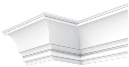 Orac Decor Xterio C836 Cornice Soffitto Purotouch® Poliuretano Ad Alta Densità Bianco RAL 9003 Resistente Agli Urti Termiti Calore Acqua Raggi UV Solventi Facile Da Installare Verniciabile Impermeabile Interno Esterno Ambienti Umidi Misura 200x27,1x26,6cm
