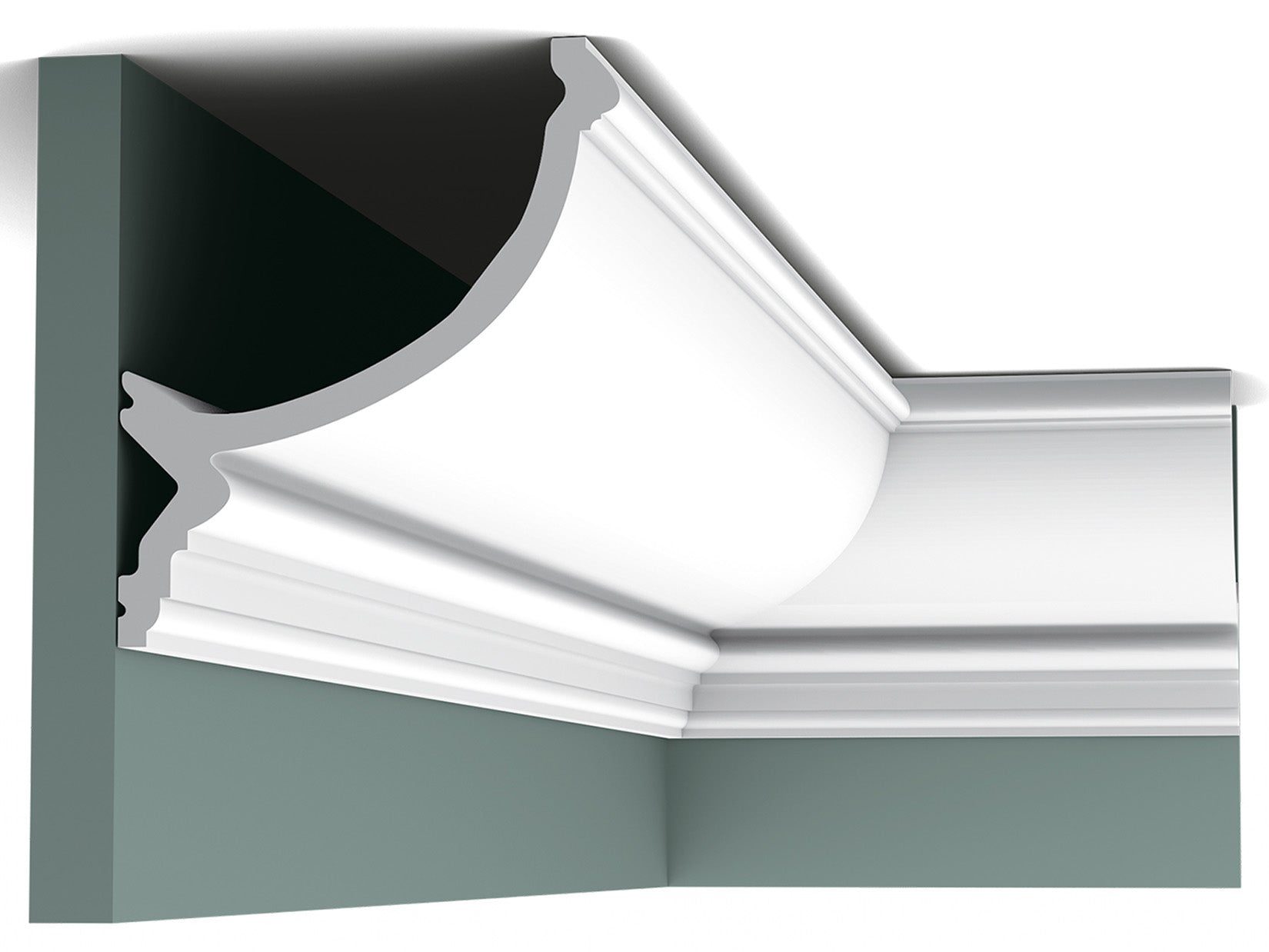 Orac Decor C900 Cornice Soffitto Parete Purotouch® Poliuretano Ad Alta Densità Bianco Resistente Agli Urti Calore Acqua Illuminazione Indiretta Verniciabile Pretrattata Primer Acrilico Impermeabile Per Interno Esterno Ambienti Umidi Misura 200x17,1x14,6cm