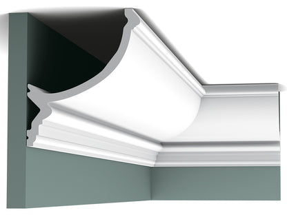 Orac Decor C900 Cornice Soffitto Parete Purotouch® Poliuretano Ad Alta Densità Bianco Resistente Agli Urti Calore Acqua Illuminazione Indiretta Verniciabile Pretrattata Primer Acrilico Impermeabile Per Interno Esterno Ambienti Umidi Misura 200x17,1x14,6cm
