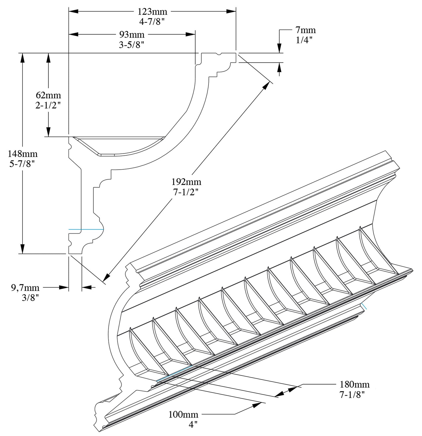 Orac Decor C901 Cornice Soffitto Parete Purotouch® Poliuretano Ad Alta Densità Bianco Resistente Agli Urti Calore Acqua Illuminazione Indiretta Verniciabile Pretrattata Primer Acrilico Impermeabile Per Interno Esterno Ambienti Umidi Misura 200x14,8x12,3cm