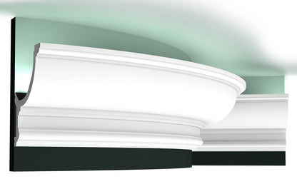 Orac Decor C901F Cornice Soffitto Parete Poliuretano Flessibile Curvabile Bianco Resistente Agli Urti Calore Termiti Acqua Illuminazione Indiretta Verniciabile Pretrattata Primer Acrilico Impermeabile Interno Esterno Ambienti Umidi Misura 200x14,8x12,3cm
