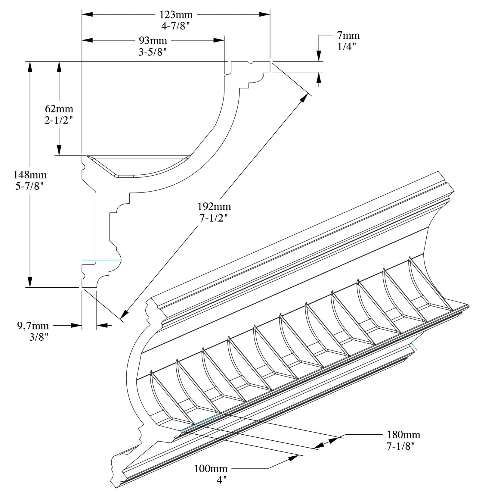 Orac Decor C901F Cornice Soffitto Parete Poliuretano Flessibile Curvabile Bianco Resistente Agli Urti Calore Termiti Acqua Illuminazione Indiretta Verniciabile Pretrattata Primer Acrilico Impermeabile Interno Esterno Ambienti Umidi Misura 200x14,8x12,3cm