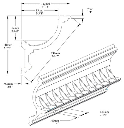 Orac Decor C901F Cornice Soffitto Parete Poliuretano Flessibile Curvabile Bianco Resistente Agli Urti Calore Termiti Acqua Illuminazione Indiretta Verniciabile Pretrattata Primer Acrilico Impermeabile Interno Esterno Ambienti Umidi Misura 200x14,8x12,3cm