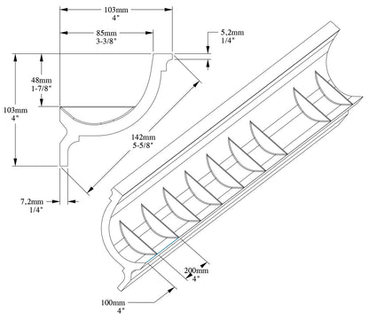 Orac Decor C902 Cornice Soffitto Parete Purotouch® Poliuretano Ad Alta Densità Bianco Resistente Agli Urti Calore Acqua Illuminazione Indiretta Verniciabile Pretrattata Primer Acrilico Impermeabile Per Interno Esterno Ambienti Umidi Misura 200x10,3x10,3cm