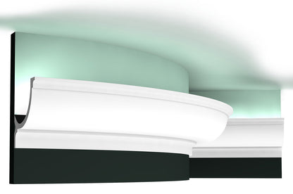 Orac Decor C902F Cornice Soffitto Parete Poliuretano Flessibile Curvabile Bianco Resistente Agli Urti Calore Termiti Acqua Illuminazione Indiretta Verniciabile Pretrattata Primer Acrilico Impermeabile Interno Esterno Ambienti Umidi Misura 200x10,3x10,3 cm