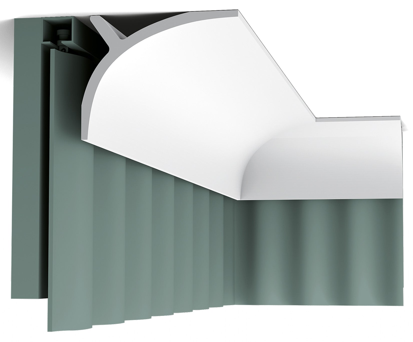 Orac Decor C991 Cornice Soffitto Parete Purotouch® Poliuretano Ad Alta Densità Bianco Resistente Agli Urti Calore Acqua Tenda Illuminazione Indiretta Verniciabile Pretrattata Primer Acrilico Impermeabile Interno Esterno Ambienti Umidi Misura 200x11x14 cm