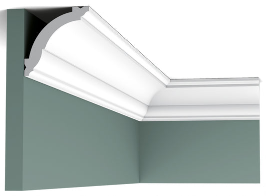 Orac Decor CX100 Cornice Soffitto Parete Duropolymer® Polistirene Ad Alta Densità Bianco Resistente Agli Urti Calore Facile Da Installare Verniciabile Pretrattata Primer Acrilico Impermeabile Per Interno ed Esterno Ambienti Umidi Misura 200x6,9x7,1 cm