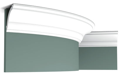 Orac Decor CX100F Cornice Soffitto Parete Poliuretano Flessibile Curvabile Bianco Resistente Agli Urti Calore Termiti Acqua Facile Da Installare Verniciabile Pretrattata Primer Acrilico Impermeabile Interno Esterno Ambienti Umidi Misura 200x6,9x7,1 cm