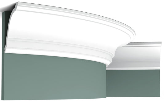 Orac Decor CX106F Cornice Soffitto Parete Poliuretano Flessibile Curvabile Bianco Resistente Agli Urti Calore Termiti Acqua Facile Da Installare Verniciabile Pretrattata Primer Acrilico Impermeabile Interno Esterno Ambienti Umidi Misura 200x11,8x11,7 cm