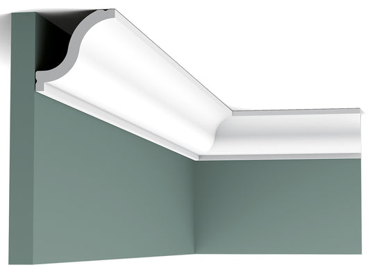 Orac Decor CX108 Cornice Soffitto Parete Duropolymer® Polistirene Ad Alta Densità Bianco Resistente Agli Urti Calore Facile Da Installare Verniciabile Pretrattata Primer Acrilico Impermeabile Per Interno ed Esterno Ambienti Umidi Misura 200x5,4x5,5 cm