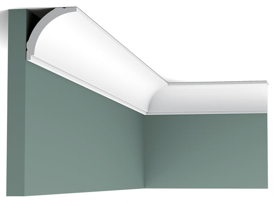 Orac Decor CX109 Cornice Soffitto Parete Duropolymer® Polistirene Ad Alta Densità Bianco Resistente Agli Urti Calore Facile Da Installare Verniciabile Pretrattata Primer Acrilico Impermeabile Per Interno ed Esterno Ambienti Umidi Misura 200x4,4x4,4 cm