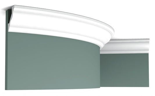 Orac Decor CX110F Cornice Soffitto Parete Poliuretano Flessibile Curvabile Bianco Resistente Agli Urti Calore Termiti Acqua Facile Da Installare Verniciabile Pretrattata Primer Acrilico Impermeabile Interno Esterno Ambienti Umidi Misura 200x4,5x4,1 cm