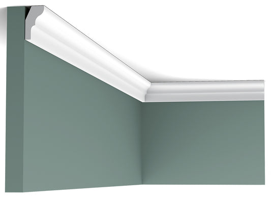 Orac Decor CX111 Cornice Soffitto Parete Duropolymer® Polistirene Ad Alta Densità Bianco Resistente Agli Urti Calore Facile Da Installare Verniciabile Pretrattata Primer Acrilico Impermeabile Per Interno ed Esterno Ambienti Umidi Misura 200x2,6x1,5 cm