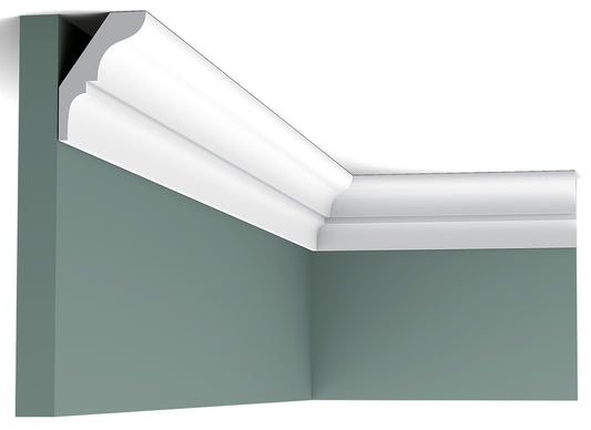 Orac Decor CX112 Cornice Soffitto Parete Duropolymer® Polistirene Ad Alta Densità Bianco Resistente Agli Urti Calore Facile Da Installare Verniciabile Pretrattata Primer Acrilico Impermeabile Per Interno ed Esterno Ambienti Umidi Misura 200x5,4x3,8 cm