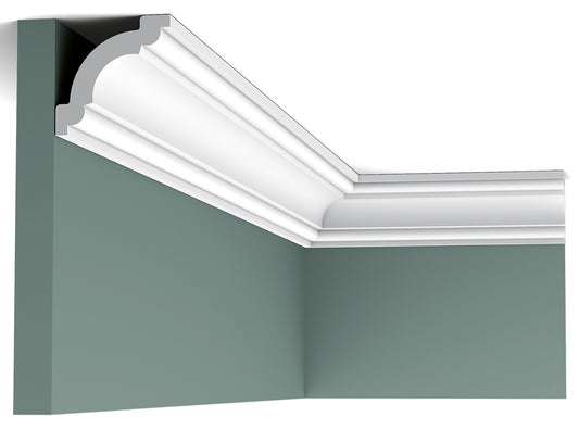 Orac Decor CX124 Cornice Soffitto Parete Duropolymer® Polistirene Ad Alta Densità Bianco Resistente Agli Urti Calore Facile Da Installare Verniciabile Pretrattata Primer Acrilico Impermeabile Per Interno ed Esterno Ambienti Umidi Misura 200x4,9x4,9 cm