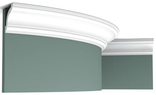 Orac Decor CX124F Cornice Soffitto Parete Poliuretano Flessibile Curvabile Bianco Resistente Agli Urti Calore Termiti Acqua Facile Da Installare Verniciabile Pretrattata Primer Acrilico Impermeabile Interno Esterno Ambienti Umidi Misura 200x4,9x4,9 cm