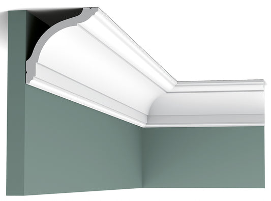Orac Decor CX127 Cornice Soffitto Parete Duropolymer® Polistirene Ad Alta Densità Bianco Resistente Agli Urti Calore Facile Da Installare Verniciabile Pretrattata Primer Acrilico Impermeabile Per Interno ed Esterno Ambienti Umidi Misura 200x9,4x9,4 cm