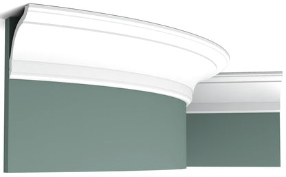 Orac Decor CX127F Cornice Soffitto Parete Poliuretano Flessibile Curvabile Bianco Resistente Agli Urti Calore Termiti Acqua Facile Da Installare Verniciabile Pretrattata Primer Acrilico Impermeabile Interno Esterno Ambienti Umidi Misura 200x9,4x9,4 cm