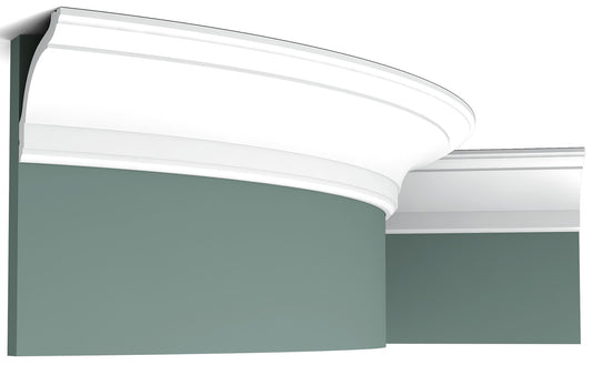 Orac Decor CX127F Cornice Soffitto Parete Poliuretano Flessibile Curvabile Bianco Resistente Agli Urti Calore Termiti Acqua Facile Da Installare Verniciabile Pretrattata Primer Acrilico Impermeabile Interno Esterno Ambienti Umidi Misura 200x9,4x9,4 cm