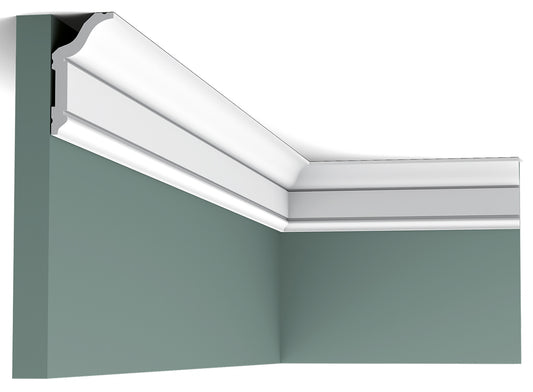Orac Decor CX141 Cornice Soffitto Parete Duropolymer® Polistirene Ad Alta Densità Bianco Resistente Agli Urti Calore Acqua Facile Da Installare Verniciabile Pretrattata Primer Acrilico Impermeabile Interno ed Esterno Ambienti Umidi Misura 200x5,9x3,1 cm