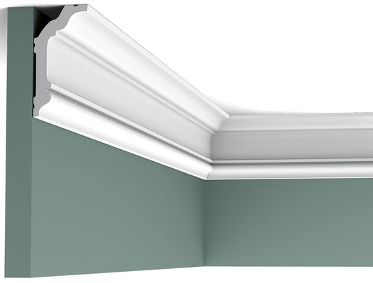 Orac Decor CX176 Cornice Soffitto Parete Duropolymer® Polistirene Ad Alta Densità Bianco Resistente Agli Urti Calore Acqua Facile Da Installare Verniciabile Pretrattata Primer Acrilico Impermeabile Per Interno ed Esterno Ambienti Umidi Misura 200x8x4 cm