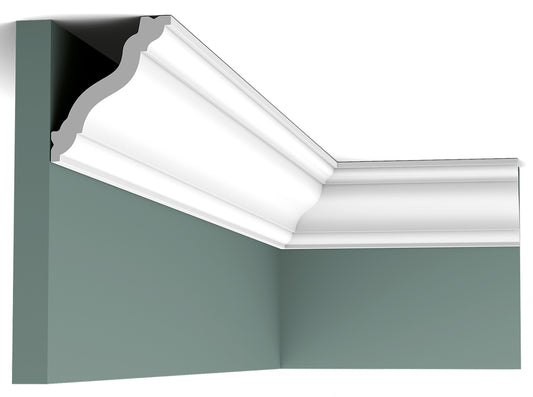 Orac Decor CX177 Cornice Soffitto Parete Duropolymer® Polistirene Ad Alta Densità Bianco Resistente Agli Urti Calore Acqua Facile Da Installare Verniciabile Pretrattata Primer Acrilico Impermeabile Per Interno ed Esterno Ambienti Umidi Misura 200x6x7 cm