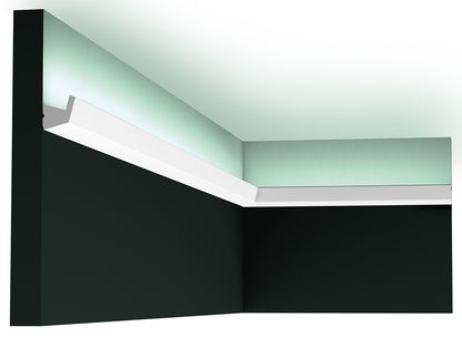 Orac Decor CX189 Cornice Soffitto Parete Duropolymer® Polistirene Ad Alta Densità Bianco Resistente Agli Urti Calore Acqua Illuminazione Indiretta Verniciabile Pretrattata Primer Acrilico Impermeabile Interno Esterno Ambienti Umidi Misura 200x2,7x2,7 cm