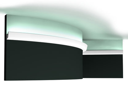 Orac Decor CX189F Cornice Soffitto Parete Poliuretano Flessibile Curvabile Bianco Resistente Agli Urti Calore Termiti Acqua Illuminazione Indiretta Verniciabile Pretrattata Primer Acrilico Impermeabile Interno Esterno Ambienti Umidi Misura 200x2,7x2,7 cm