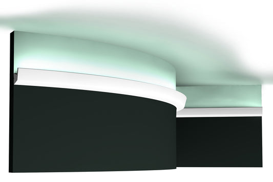 Orac Decor CX189F Cornice Soffitto Parete Poliuretano Flessibile Curvabile Bianco Resistente Agli Urti Calore Termiti Acqua Illuminazione Indiretta Verniciabile Pretrattata Primer Acrilico Impermeabile Interno Esterno Ambienti Umidi Misura 200x2,7x2,7 cm