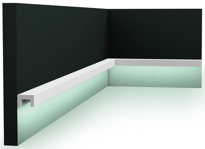Orac Decor CX190 Cornice Soffitto Parete Duropolymer® Polistirene Ad Alta Densità Bianco Resistente Agli Urti Calore Acqua Illuminazione Indiretta Verniciabile Pretrattata Primer Acrilico Impermeabile Per Interno Esterno Ambienti Umidi Misura 200x2x3 cm