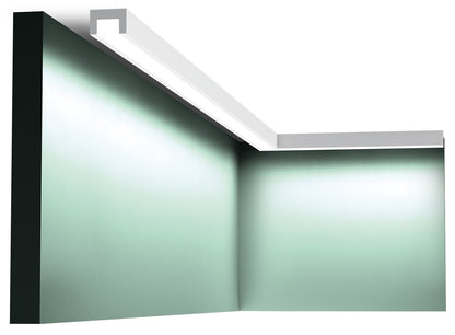 Orac Decor CX190 Cornice Soffitto Parete Duropolymer® Polistirene Ad Alta Densità Bianco Resistente Agli Urti Calore Acqua Illuminazione Indiretta Verniciabile Pretrattata Primer Acrilico Impermeabile Per Interno Esterno Ambienti Umidi Misura 200x2x3 cm