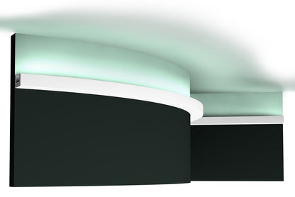 Orac Decor CX190F Cornice Soffitto Parete Poliuretano Flessibile Curvabile Bianco Resistente Agli Urti Calore Termiti Acqua Illuminazione Indiretta Verniciabile Pretrattata Primer Acrilico Impermeabile Interno Esterno Ambienti Umidi Misura 200x2x3 cm