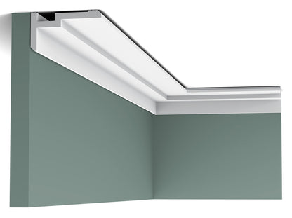 Orac Decor CX197 Cornice Soffitto Parete Duropolymer® Polistirene Ad Alta Densità Bianco Resistente Agli Urti Calore Acqua Illuminazione Indiretta Verniciabile Pretrattata Primer Acrilico Impermeabile Per Interno Esterno Ambienti Umidi Misura 200x5x9,3 cm