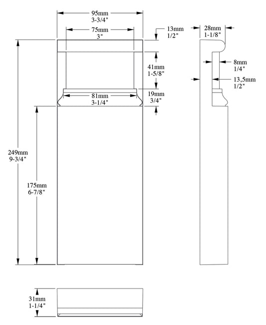 Orac Decor D310 Base Porta Elemento Decorativo Duropolymer® Polistirene Alta Densità Bianco Resistente Agli Urti Calore Facile Da Installare Verniciabile Pretrattato Primer Acrilico Impermeabile Per Interno ed Esterno Ambienti Umidi Misura 9,5x24,9x3,1 cm