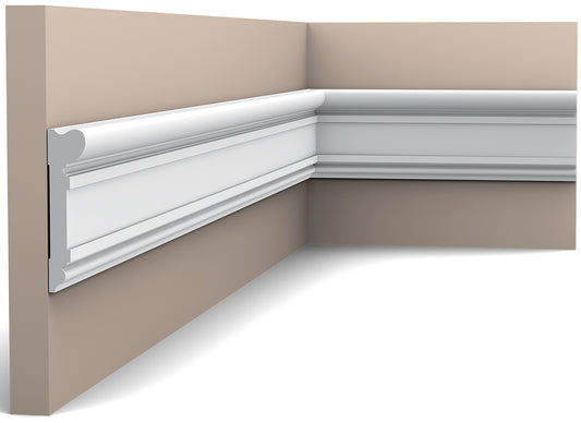 Orac Decor DX119-2300 Cornice Parete Duropolymer® Polistirene Ad Alta Densità Bianco Resistente Agli Urti Calore Acqua Facile Da Installare Verniciabile Pretrattata Primer Acrilico Impermeabile Per Interno ed Esterno Ambienti Umidi Misura 230x9,2x2,2 cm