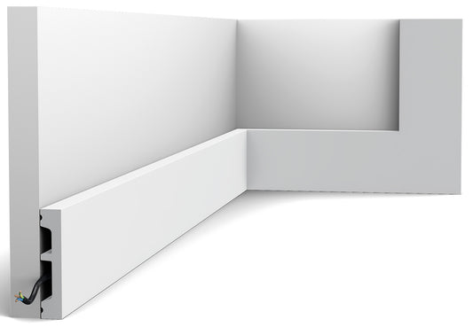 Orac Decor DX157-2300-RAL9003 Cornice Multifunzionale Battiscopa Duropolymer® Polistirene Alta Densità Bianco Resistente Urti Calore Facile Installazione Verniciabile Pretrattata Primer Acrilico Impermeabile Interno Esterno Ambienti Umidi 230x6,6x1,3 cm