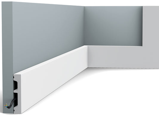 Orac Decor DX157-2300 Cornice Multifunzionale Battiscopa Duropolymer® Polistirene Ad Alta Densità Bianco Resistente Urti Calore Acqua Facile Installazione Verniciabile Pretrattata Primer Acrilico Impermeabile Interno Esterno Ambienti Umidi 230x6,6x1,3 cm